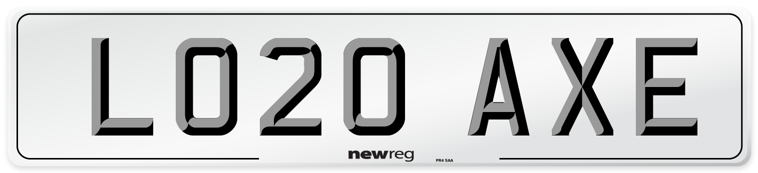 LO20 AXE Number Plate from New Reg